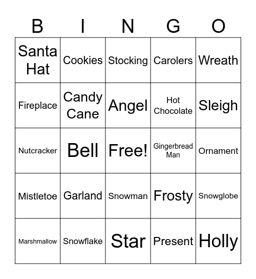 Volunteers Christmas Bingo Card