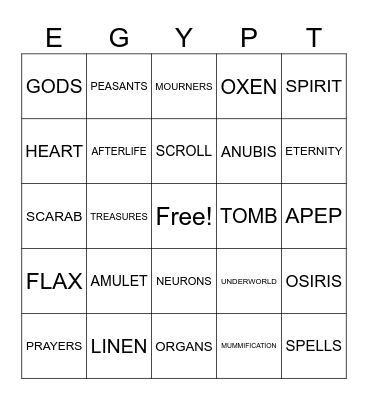 Life to The Afterlife Bingo Card