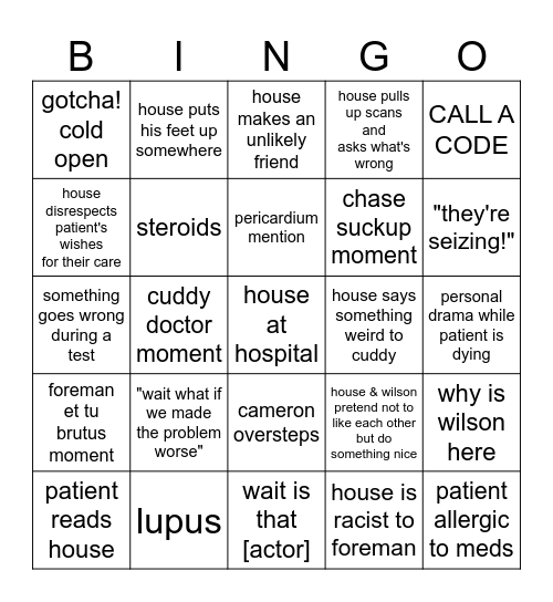 HOUSE BINGO Card