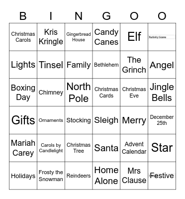Christmas Bingo Card
