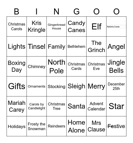 Christmas Bingo Card