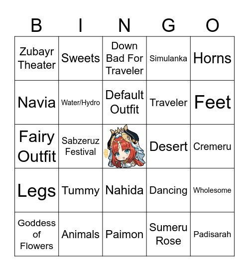 Nilou Birthday Bingo Card