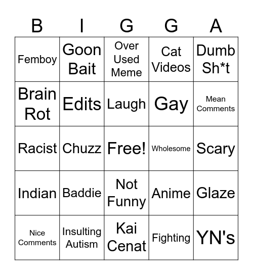 Reels Bingo Card