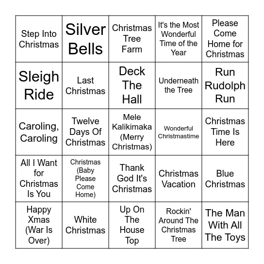The Most Wonderful Time of the Year Bingo Card