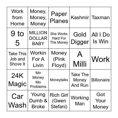 Get Your Money Up! Bingo Card