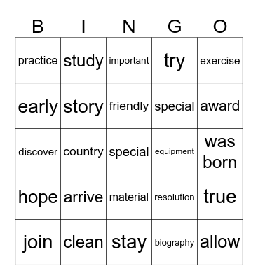 Bingo Card