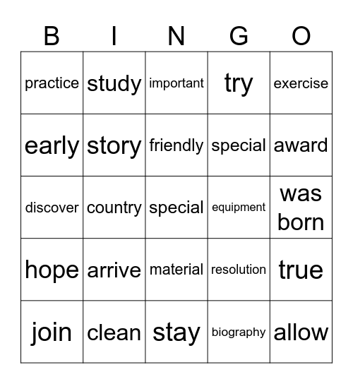 Bingo Card