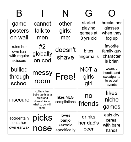 mandy femcel bingo card Bingo Card