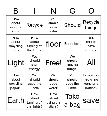 We Should Save the Earth BINGO! Bingo Card