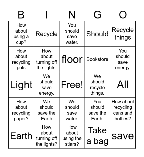 We Should Save the Earth BINGO! Bingo Card