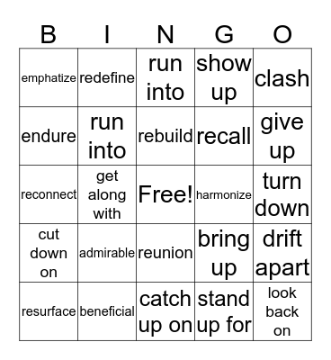 5A  Bingo Card