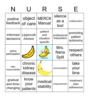 Patient Autonomy Bingo Card