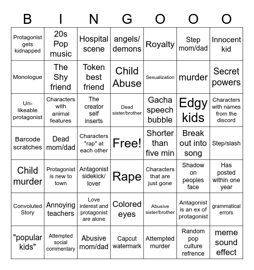 Gacha Life Bingo Card