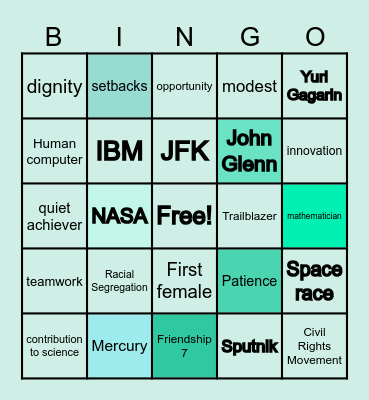 Hidden figures Bingo Card