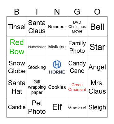 ONLINE HOLIDAY BINGO Card