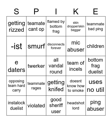 valorant bingo Card