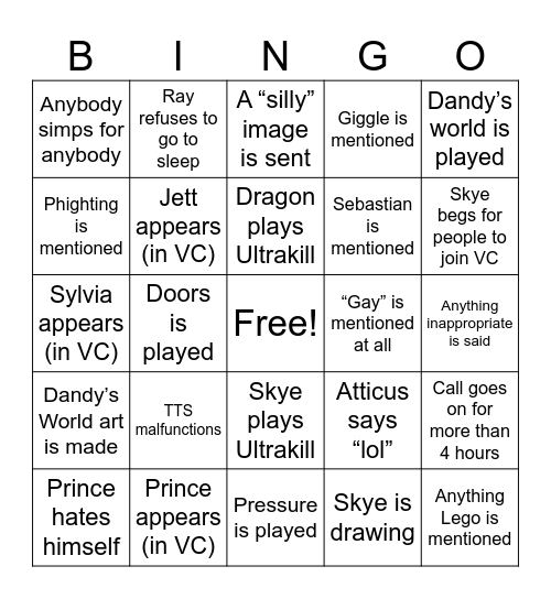 Bloxy Crew Bingo 2.0 Bingo Card