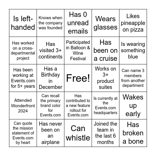 Find Someone who... Bingo Card