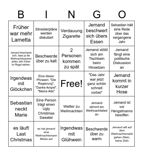 e3 Weihnachtsbingo Card