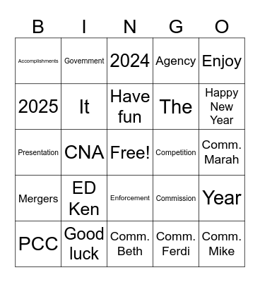PCC YEAR-END ASSESSMENT 2024 Bingo Card