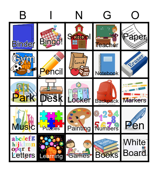 SCHOOL Bingo Card