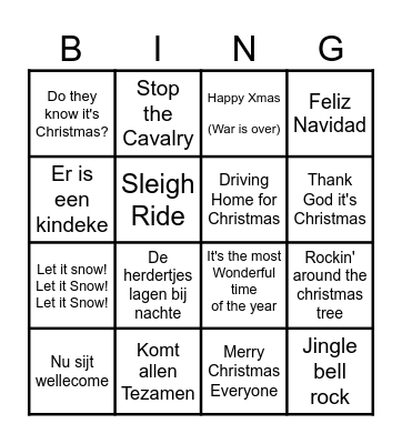 Kerst Muziek Bingo Card