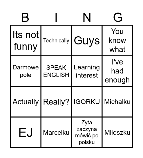 Untitled Bingo Card