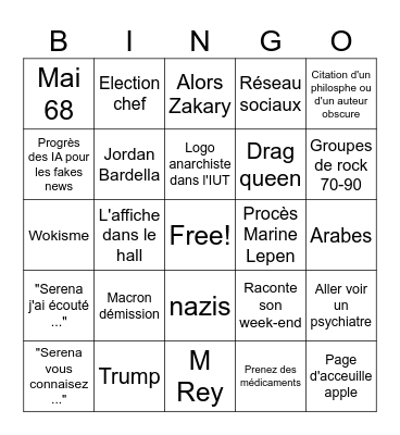 Portugais Bingo Card