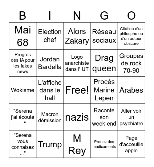 Portugais Bingo Card