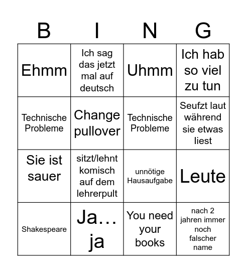 Cordula Bingo Card