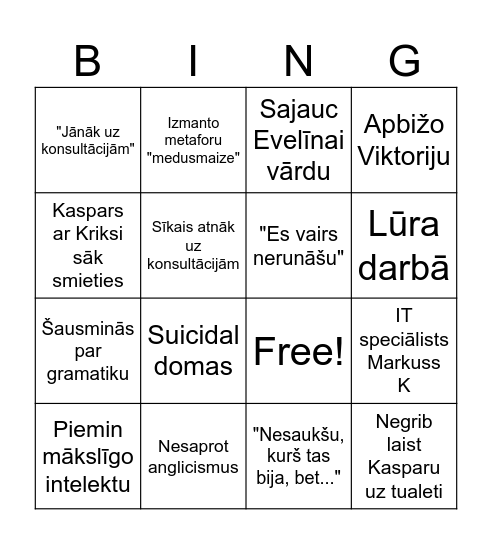 Anonīmās skolotājas stundas bingo Card