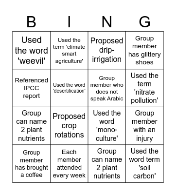 Seeds of Science Bingo Card