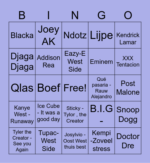 Muziekbingo B2B Bingo Card