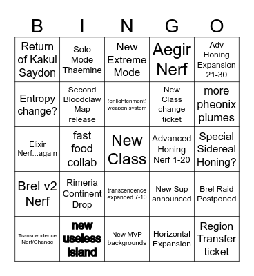 LOAON Winter Bingo Card