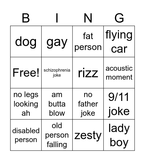 funny Bingo Card