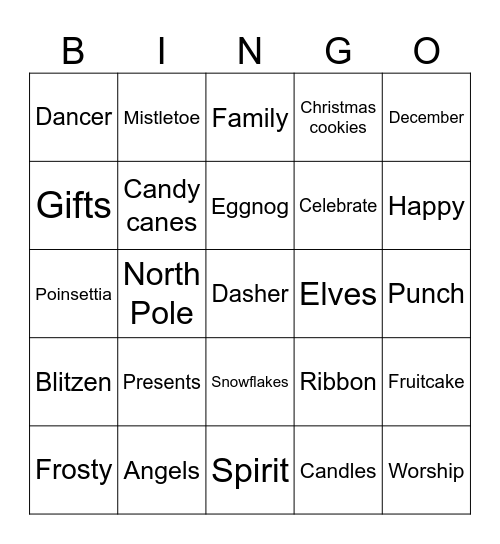 christmas Bingo Card