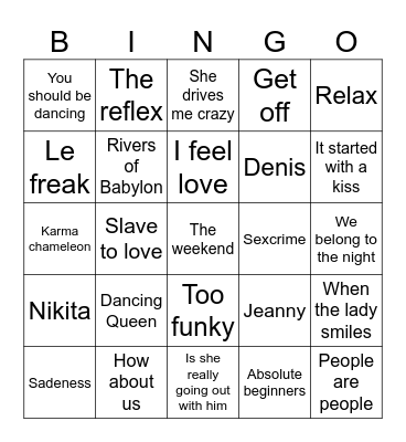 Muziek bingo Card