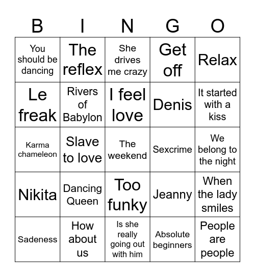 Muziek bingo Card