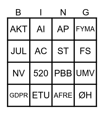 Julefrokost Bingo Card