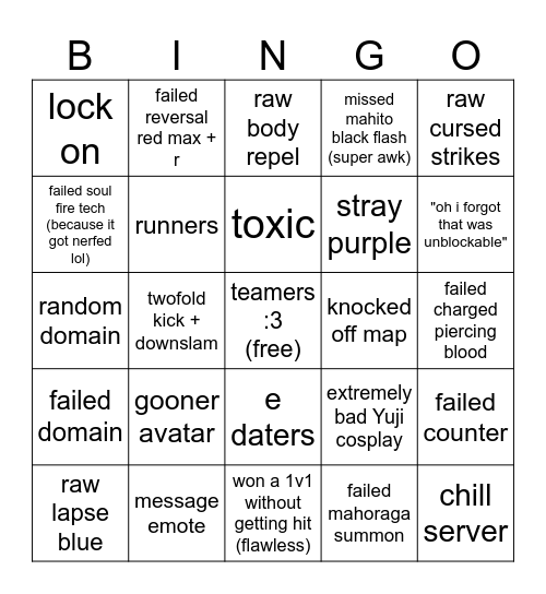 JJS Bingo Card