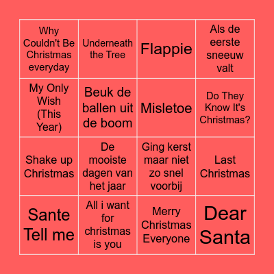 Foute kerst bingo Card