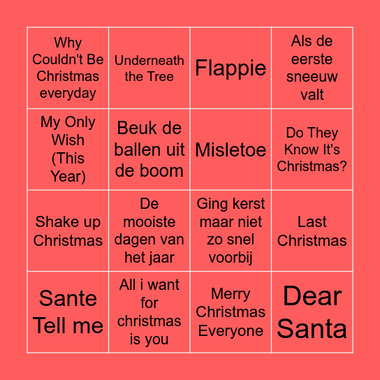 Foute kerst bingo Card