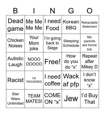 <David ahhh> Bingo Card