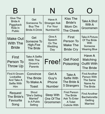 OLIVE'S BACHELORETTE BINGO Card