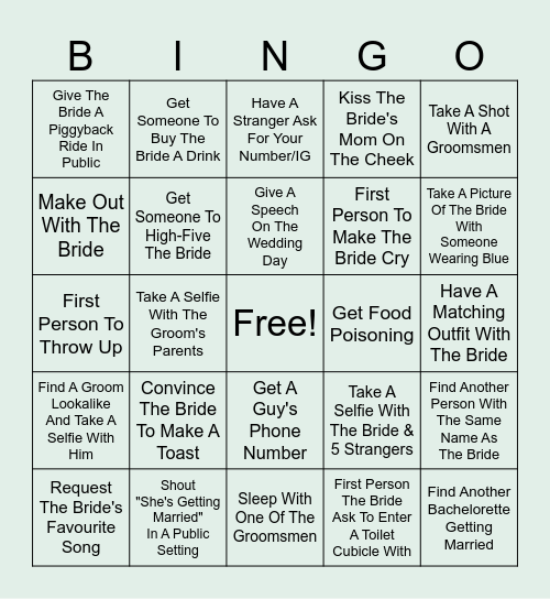 OLIVE'S BACHELORETTE BINGO Card