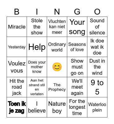 BMT Nummers Bingo Card