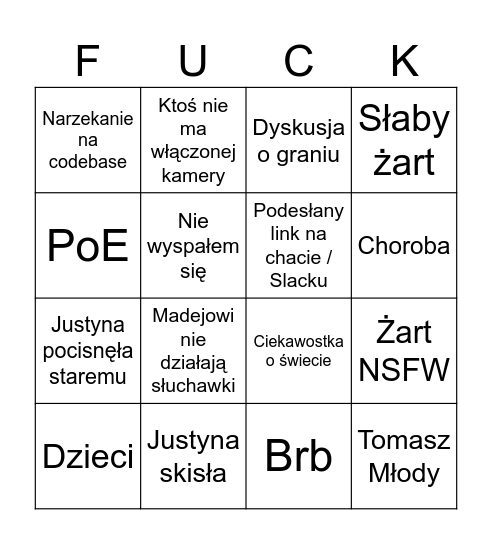 Poranna zdzwonka v2 Bingo Card