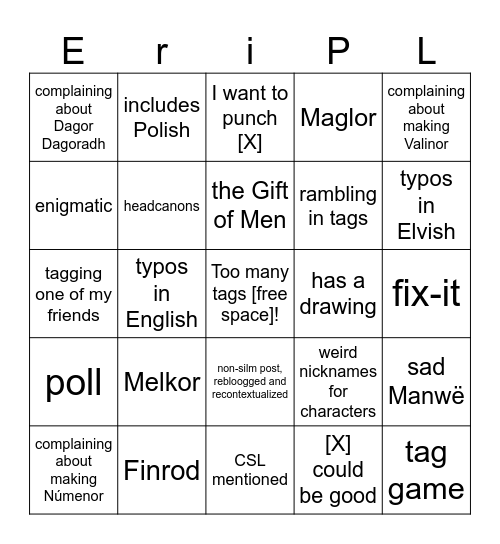 My posts Bingo Card