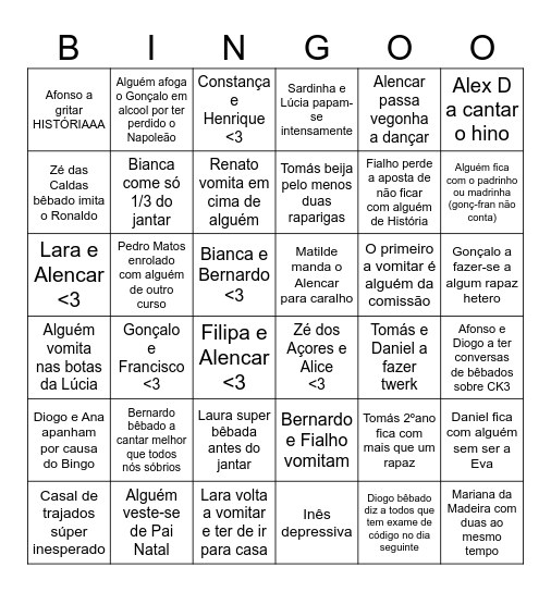 Jantar de Curso 2024 Bingo Card