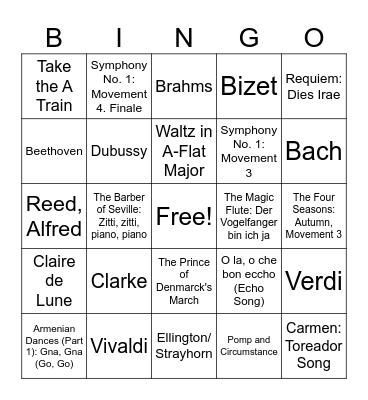 Music Memory Bingo 2024 Bingo Card